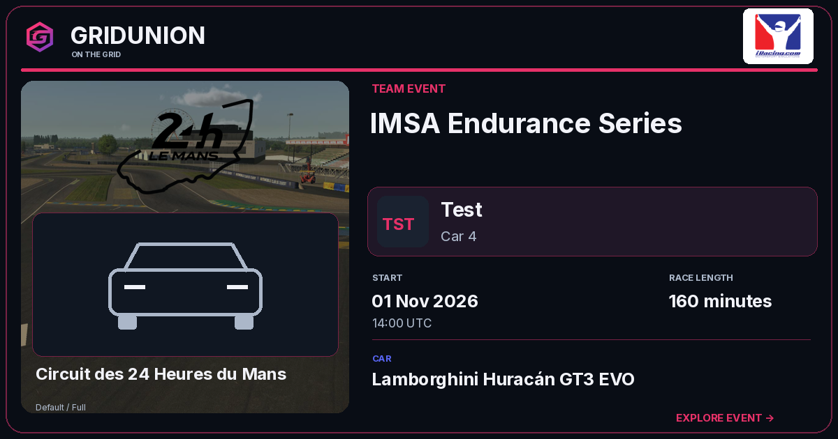 IMSA Endurance Series race card