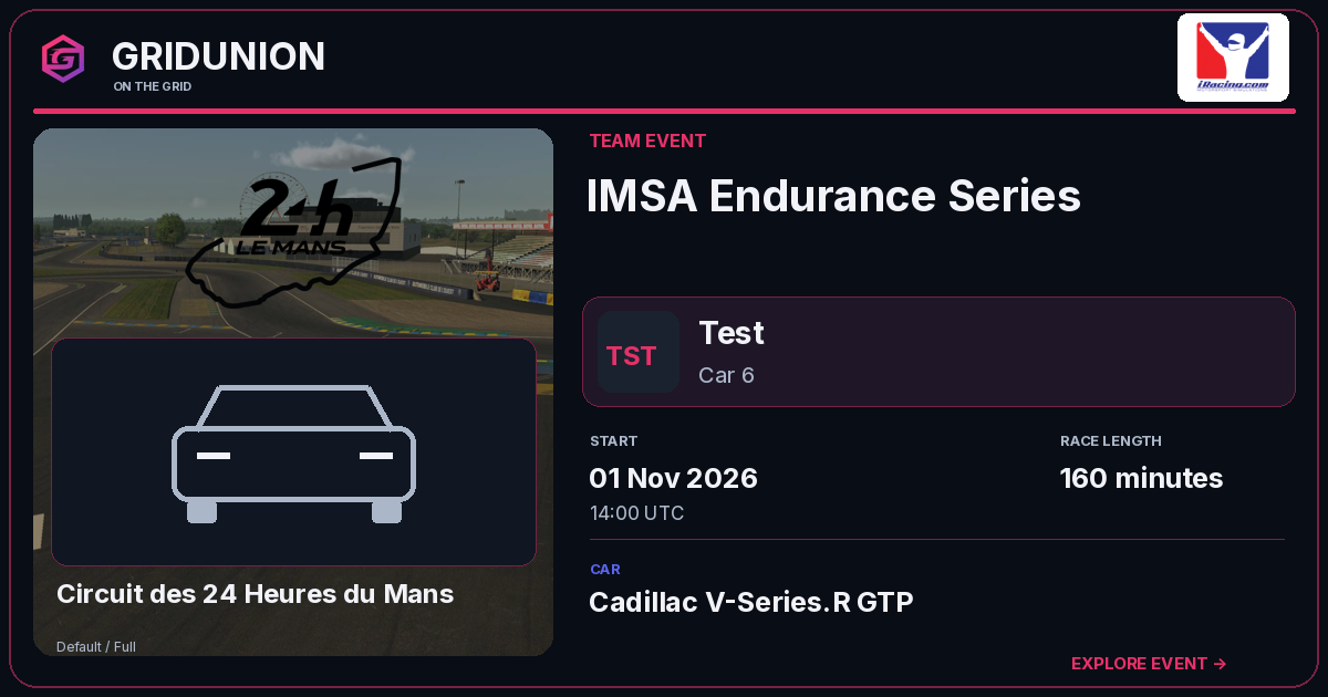 IMSA Endurance Series race card