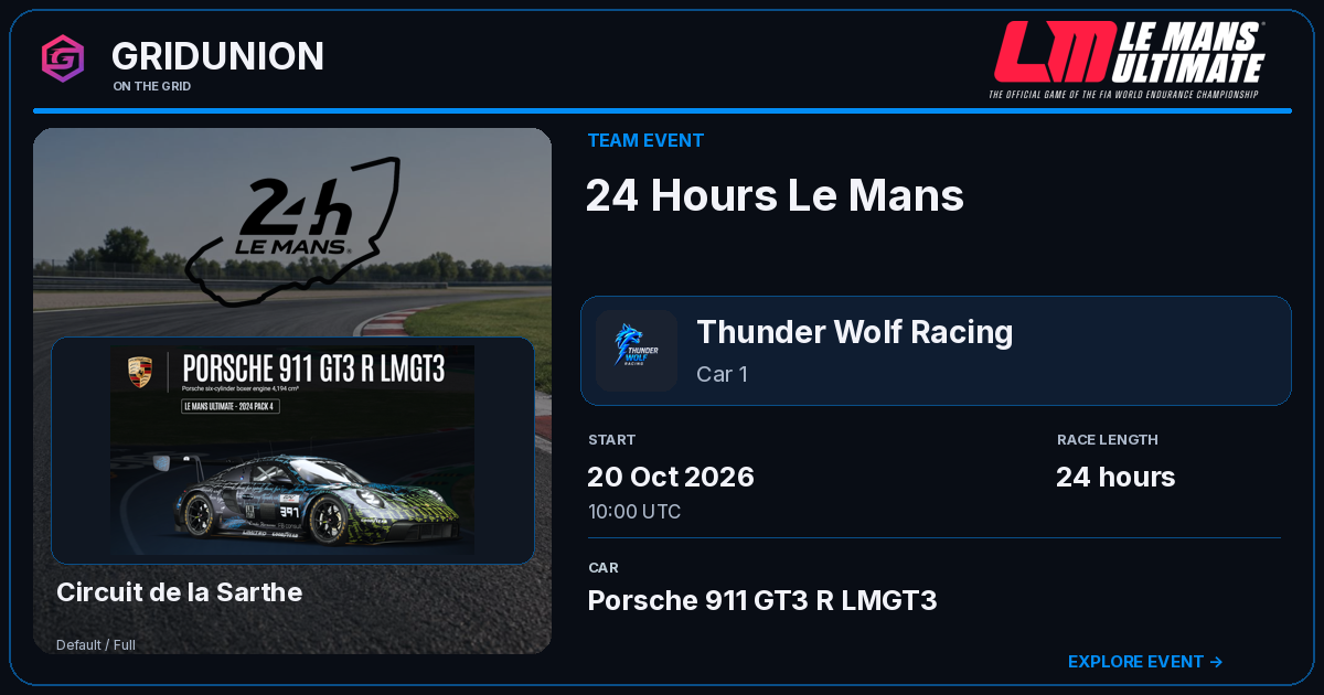 24 Hours Le Mans race card