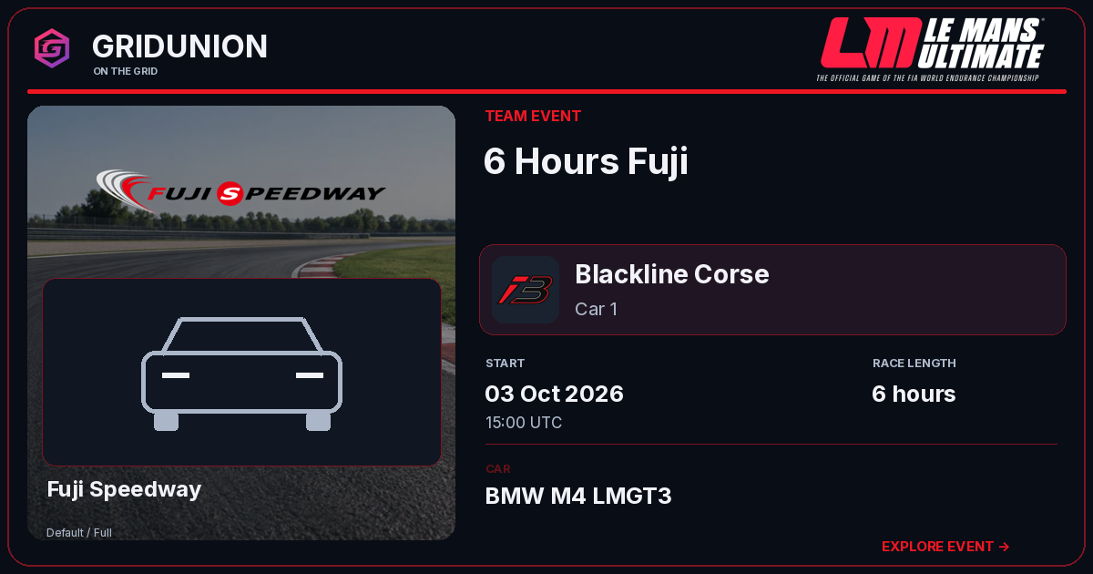 6 Hours Fuji race card