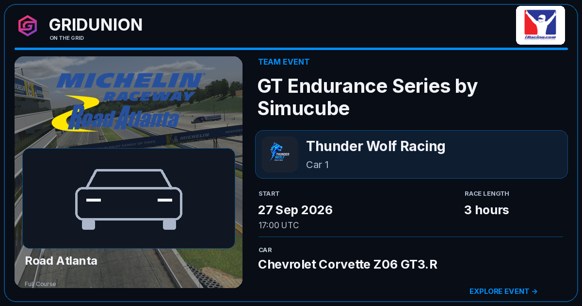 GT Endurance Series by Simucube race card